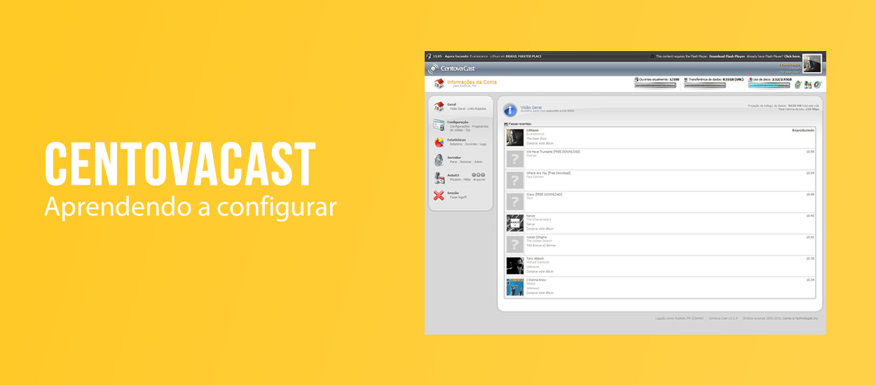 Como configurar o painel Centova Cast